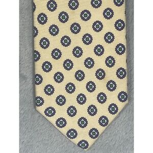 Polo Ralph Lauren Silk Tie Mens Cream Purple Green Geometric Medallion Made USA